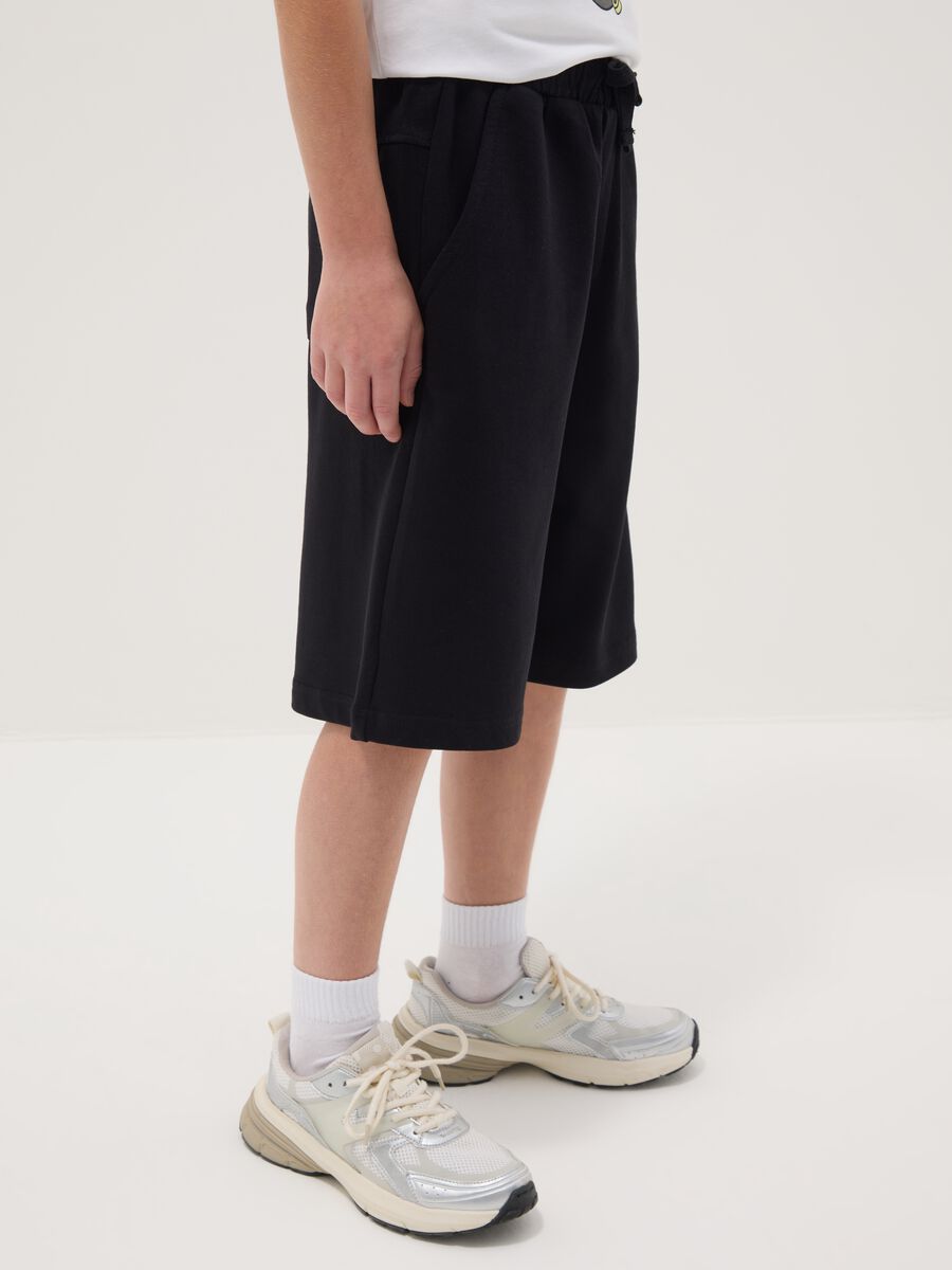 Schwarze Jungen-Shorts aus reinem Baumwolle, relaxed fit_1