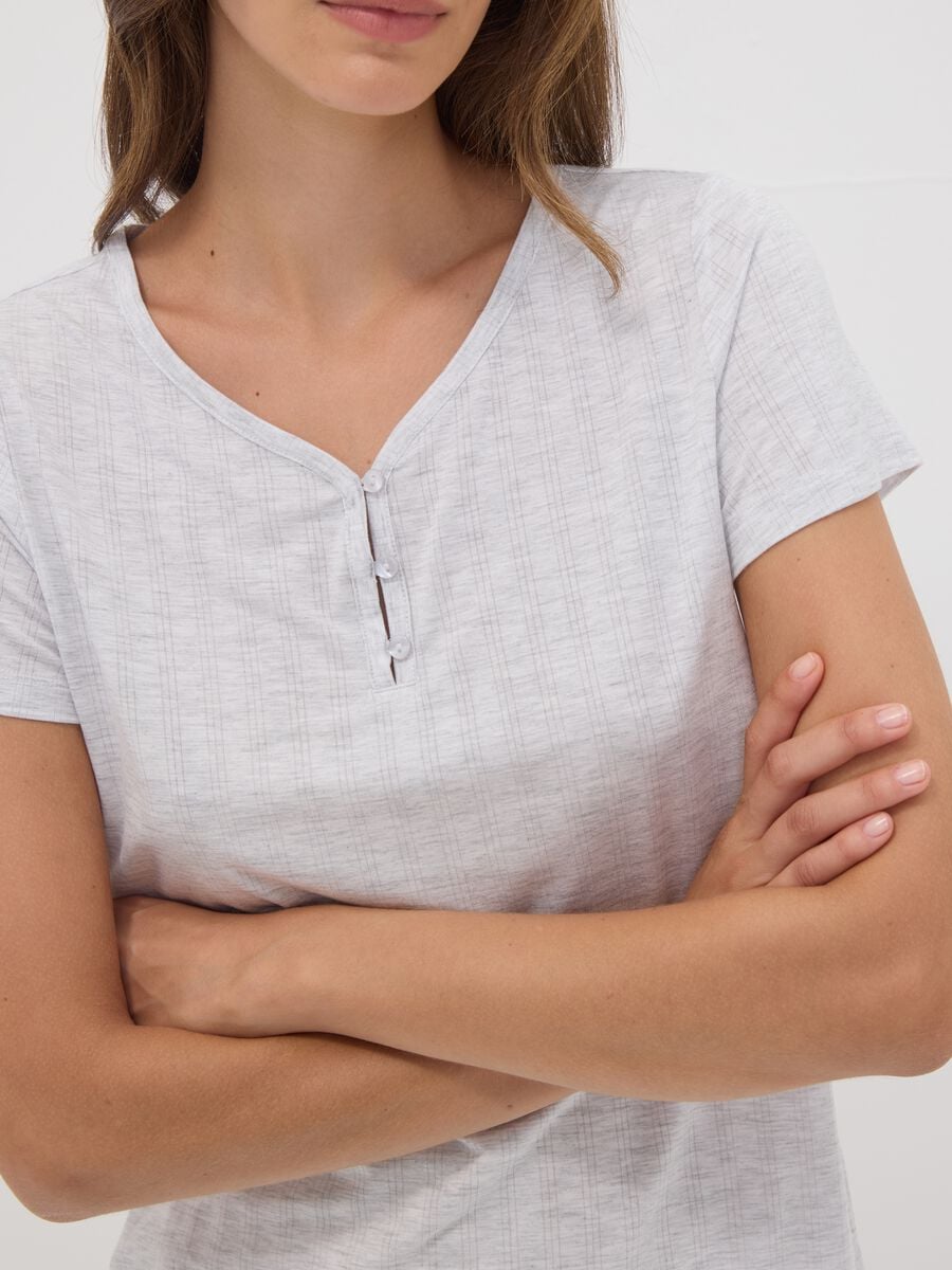 Grey stretch viscose V-neck pyjama top_2