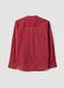 Camicia rossa in puro cotone a righe con collo alla coreana regular fit_2
