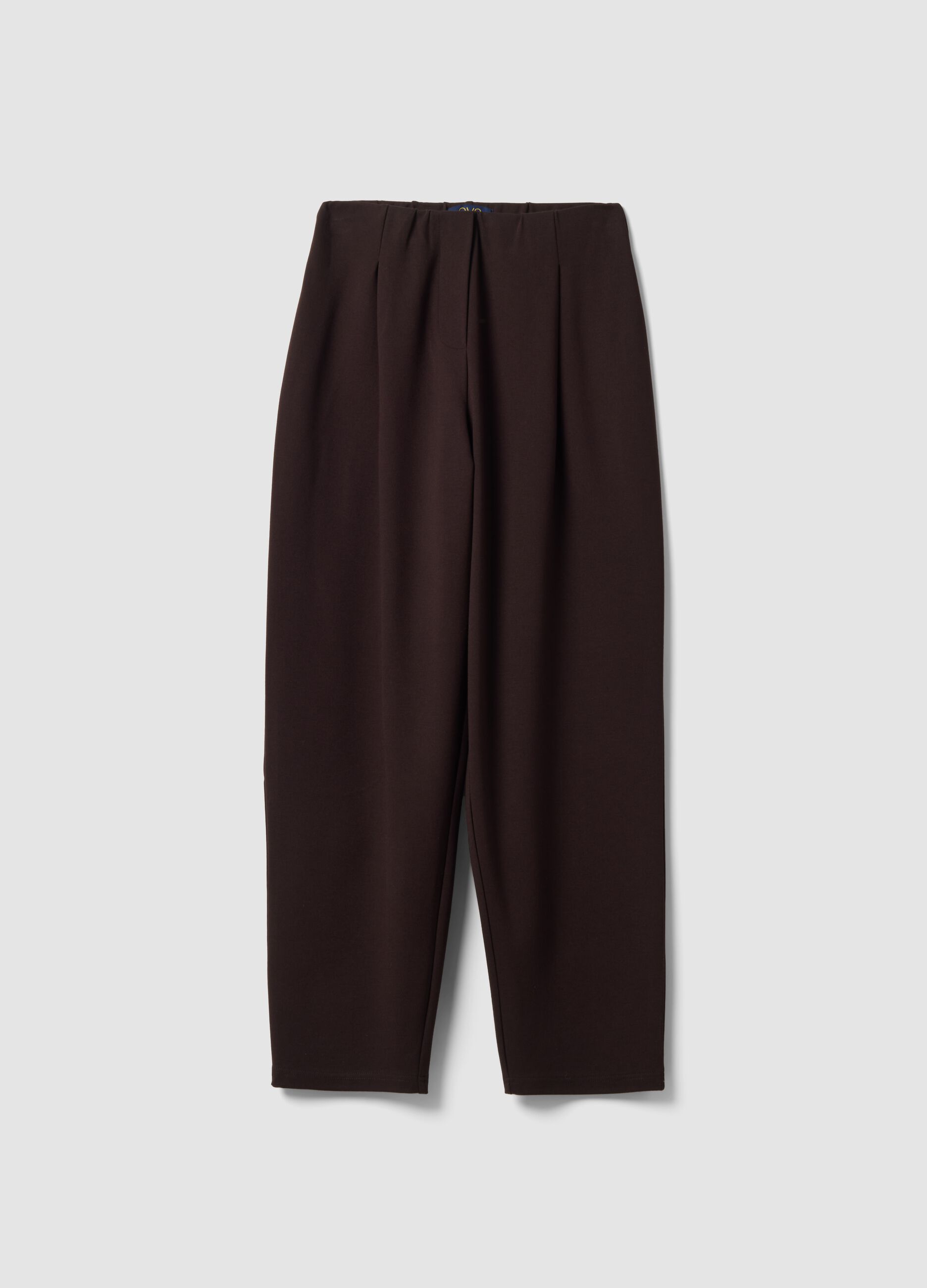 Braune Joggerhose aus elastischem Viskose-Milanojersey im Barrel Fit