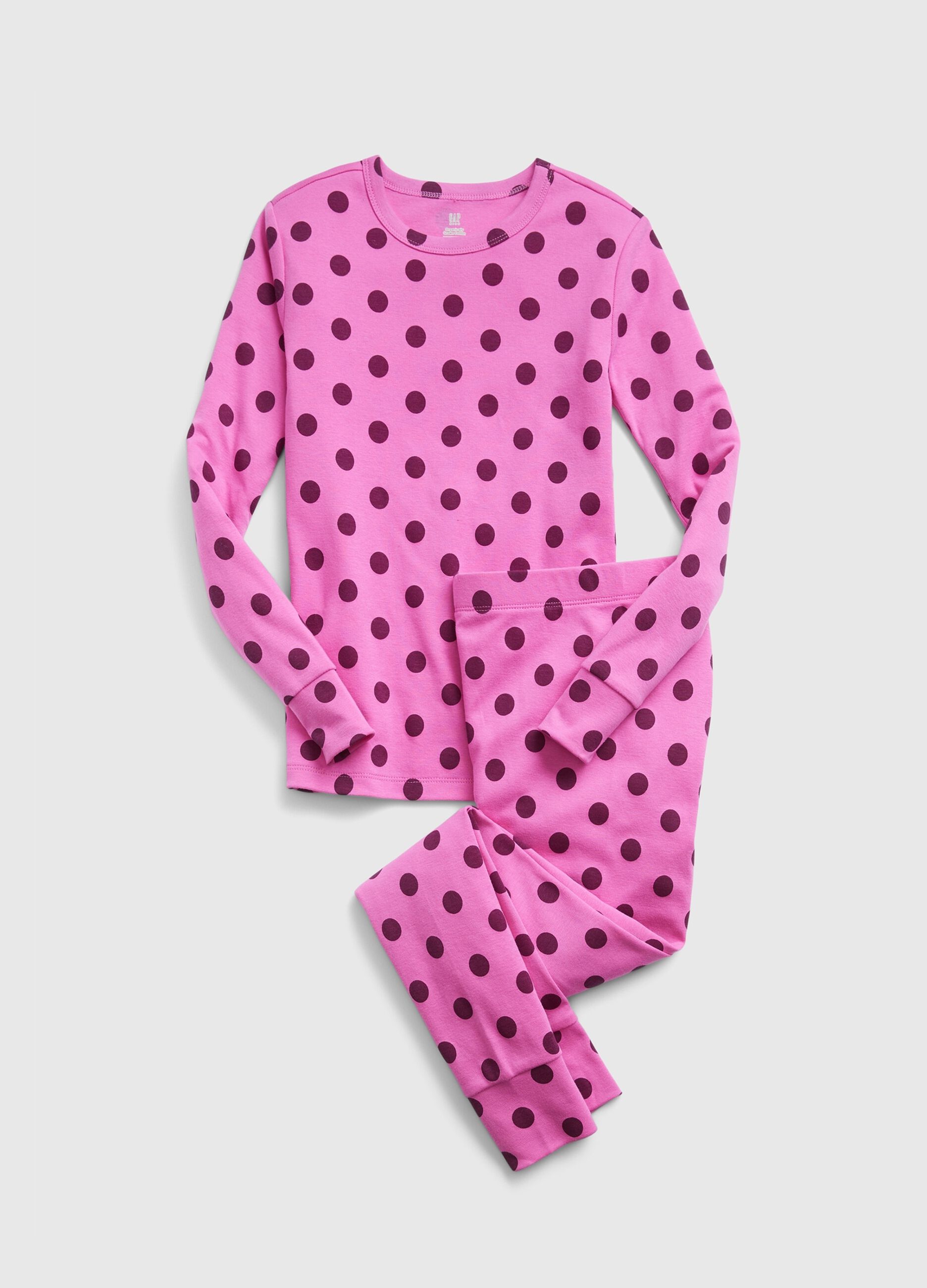 Full-length pyjamas with polka dot pattern