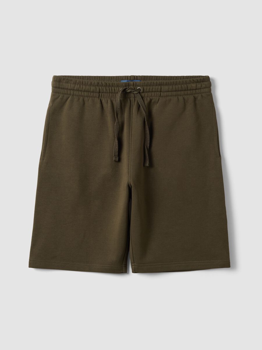 Green cotton-blend shorts with elasticated waist, regular fit_4