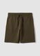 Green cotton-blend shorts with elasticated waistband, regular fit_4
