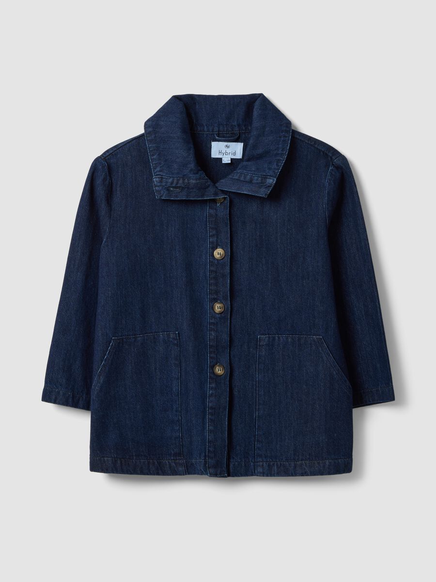 Regular fit blue denim cotton jacket with collar_4