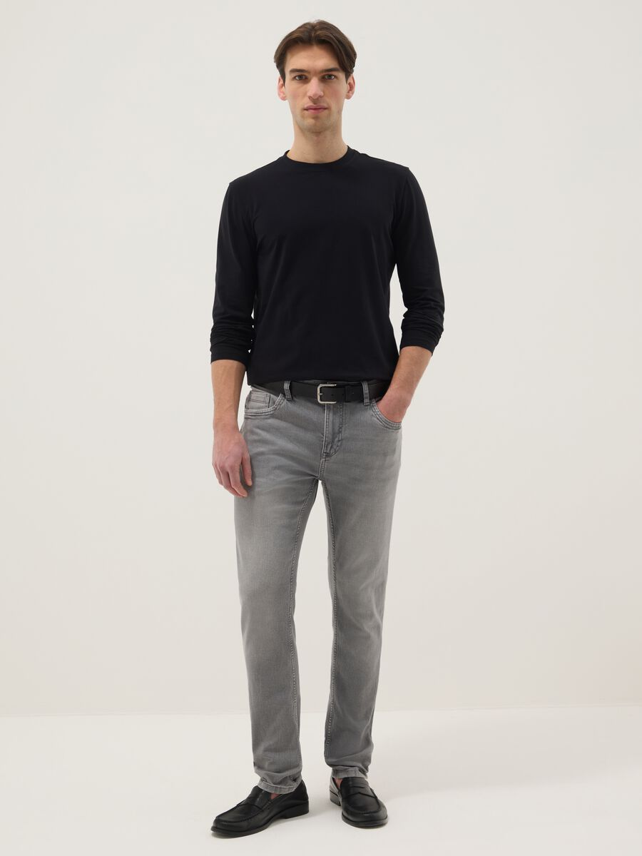 Grey super skinny cotton blend jeans_0