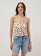 Short beige floral stretch top_0