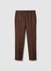 Brown regular fit stretch cotton trousers_0