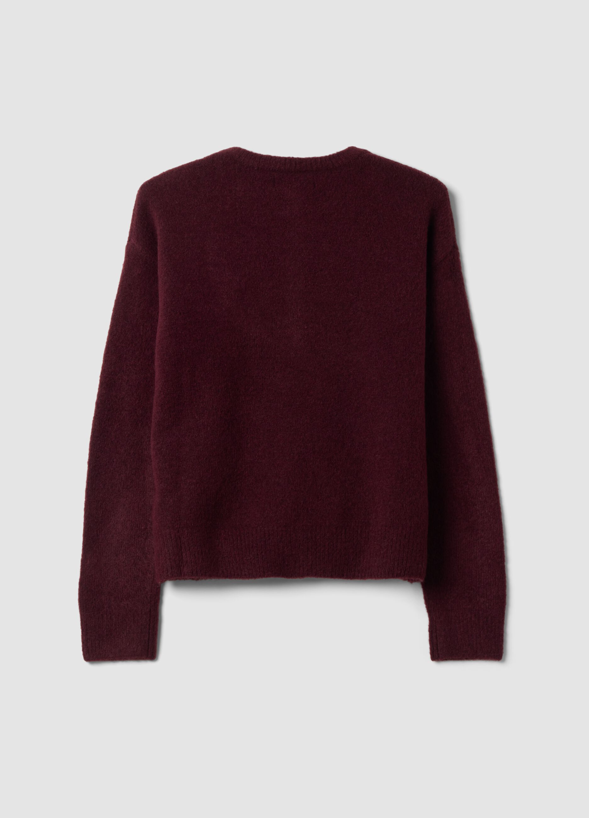Red stretch wool crew-neck jumper, regular fit