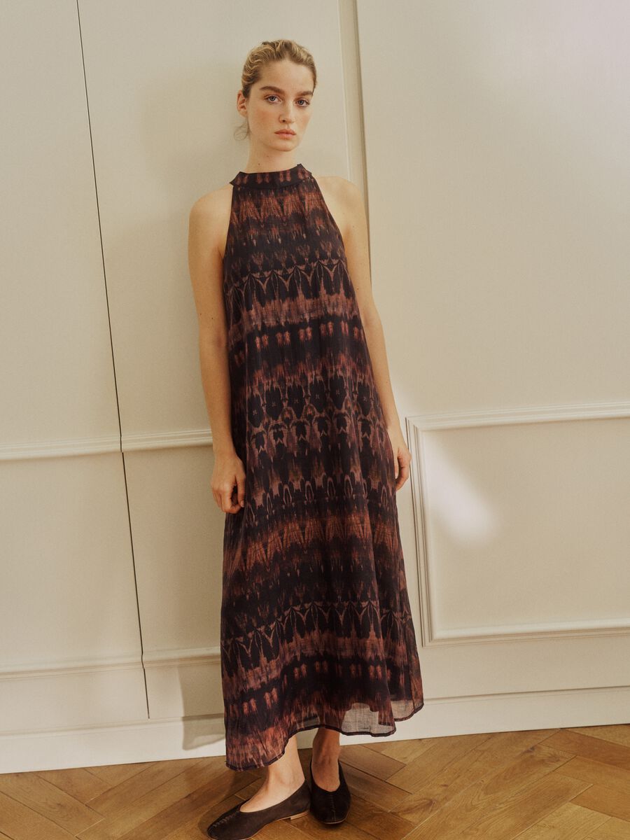 Vestido maxi roxo em mistura de lyocell_0