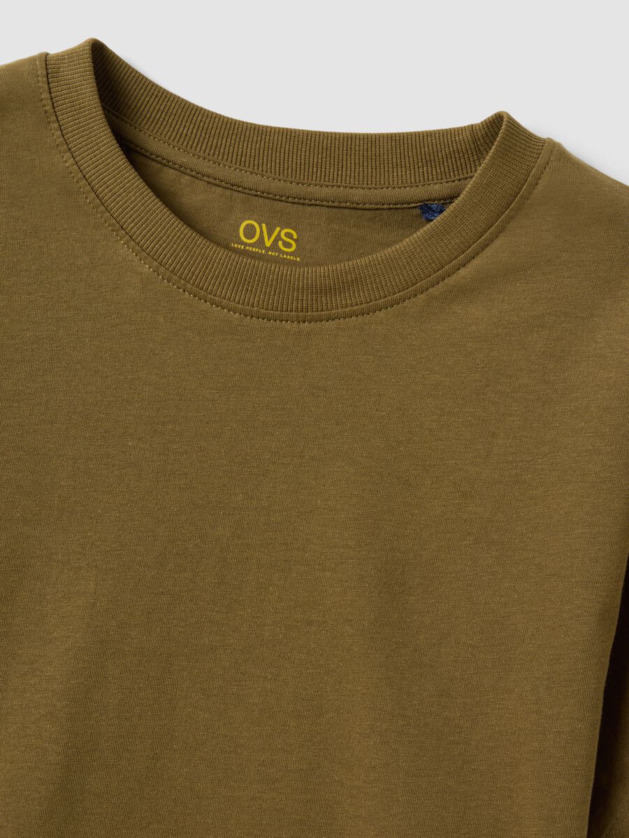 T-shirt verde fitted de manga curta em algod&atilde;o puro_5