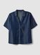 Camicia blu in puro lyocell a maniche corte regular fit_0