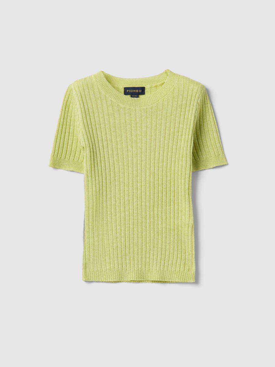 Girls' regular fit yellow ribbed viscose blend jumper_3