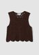 Brown cotton-blend crochet tank top, regular fit_4