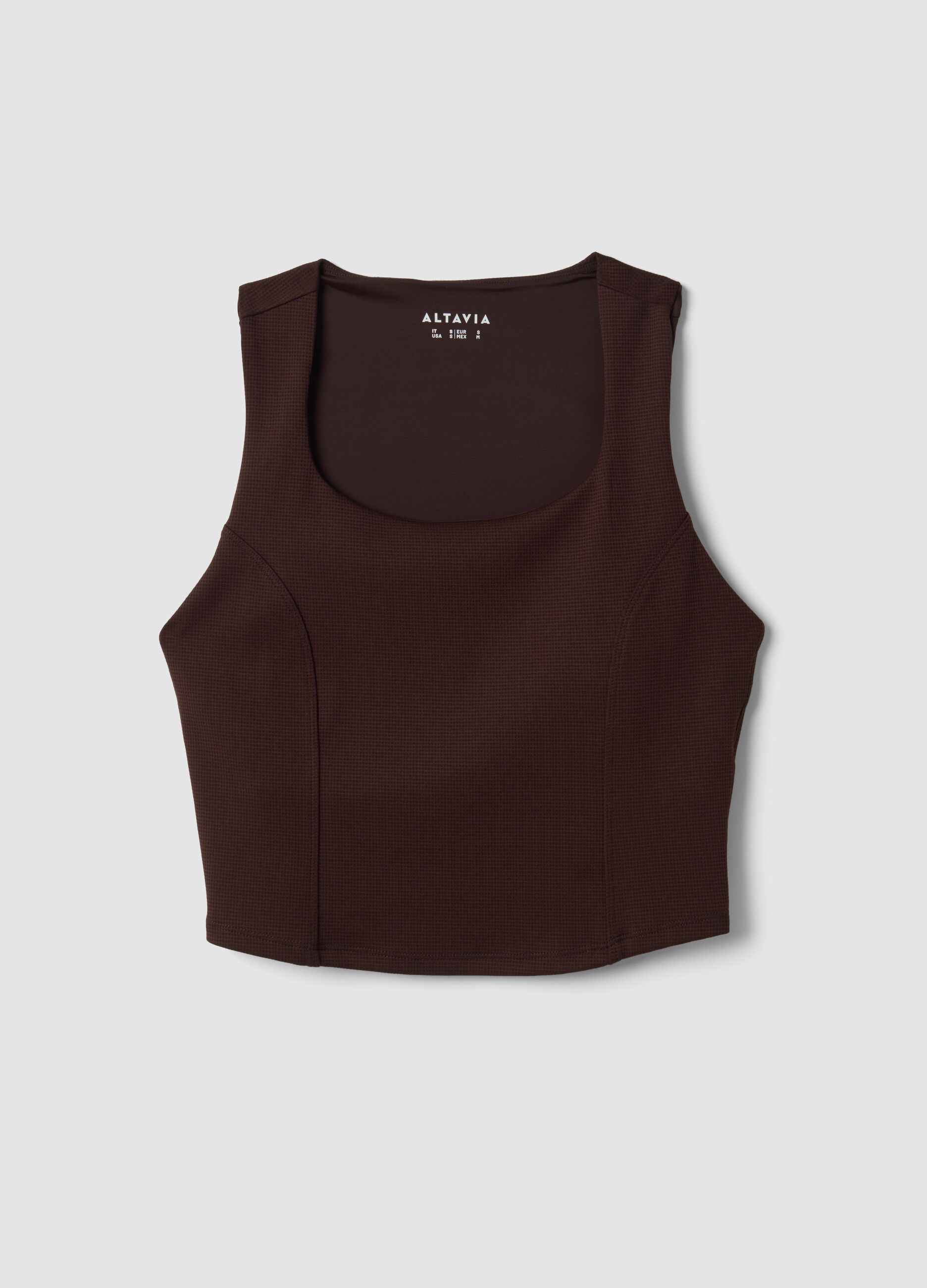 Brown crop top in stretch fabric