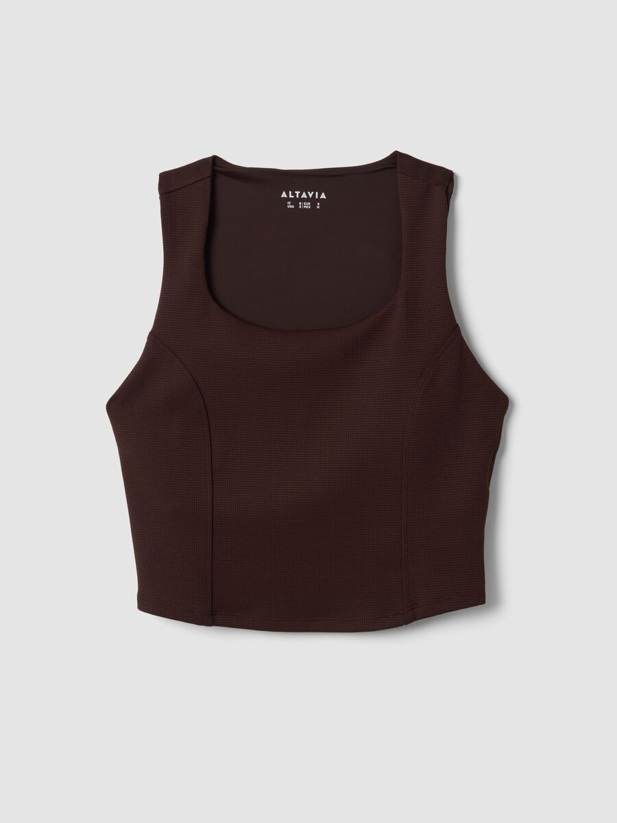 Brown crop top in stretch fabric_5