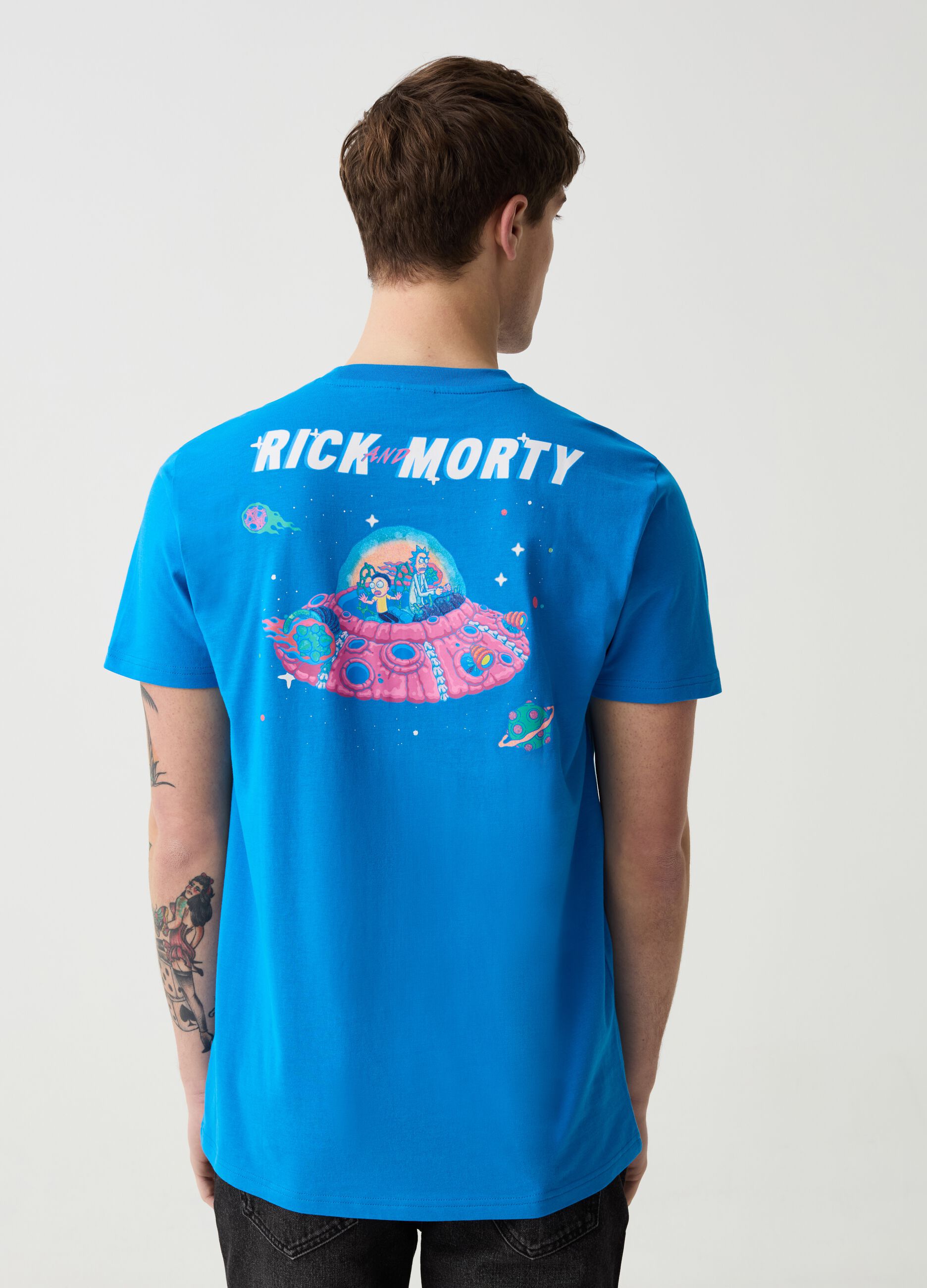Cotton T-shirt with Rick and Morty print