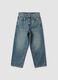 Jeans denim in puro cotone con vita elasticizzata skater fit per ragazzo_0