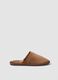 Brown slip-on house slippers with full lining_0