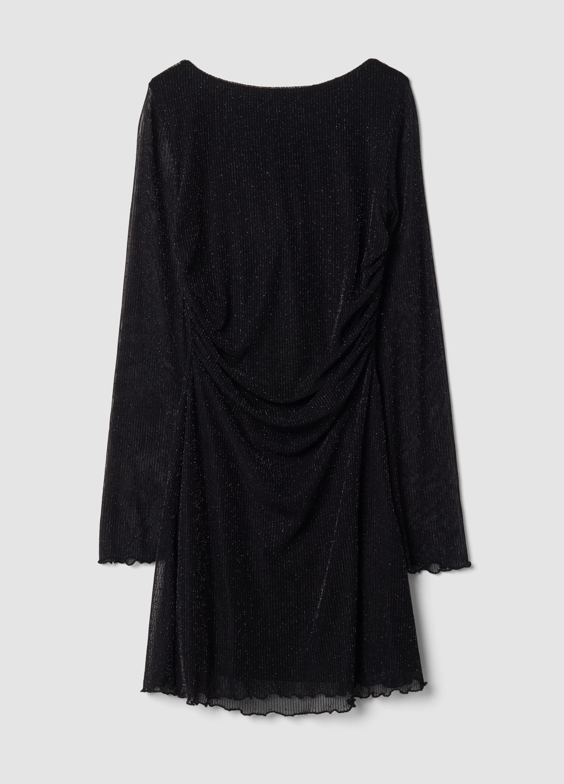 Schwarzes Kleid aus Stretchmaterial mit Rundhalsausschnitt