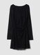 Schwarzes Kleid aus Stretchmaterial mit Rundhalsausschnitt_0