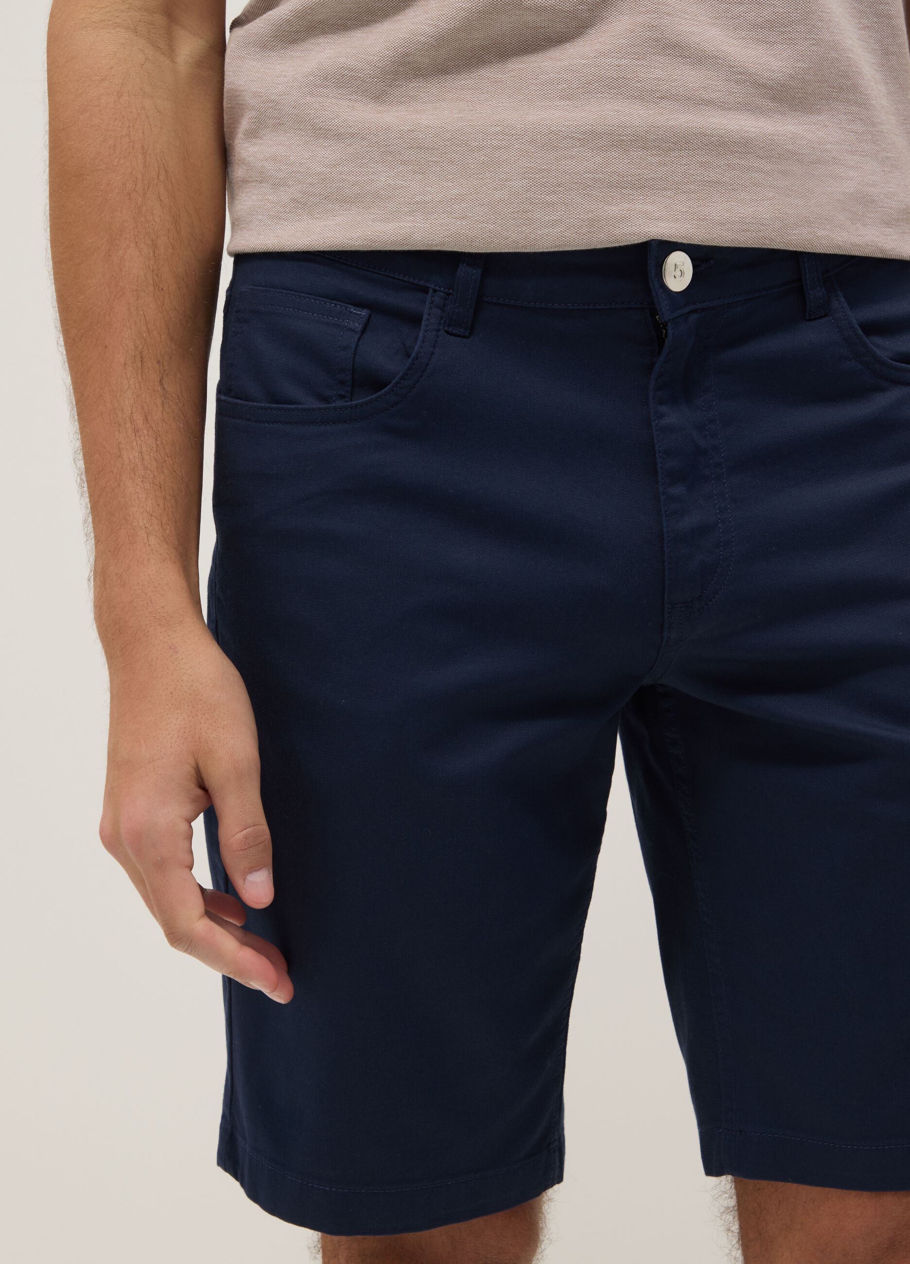 Blue stretch-cotton Bermuda shorts