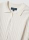 Slim fit white ribbed cardigan with polo collar_5