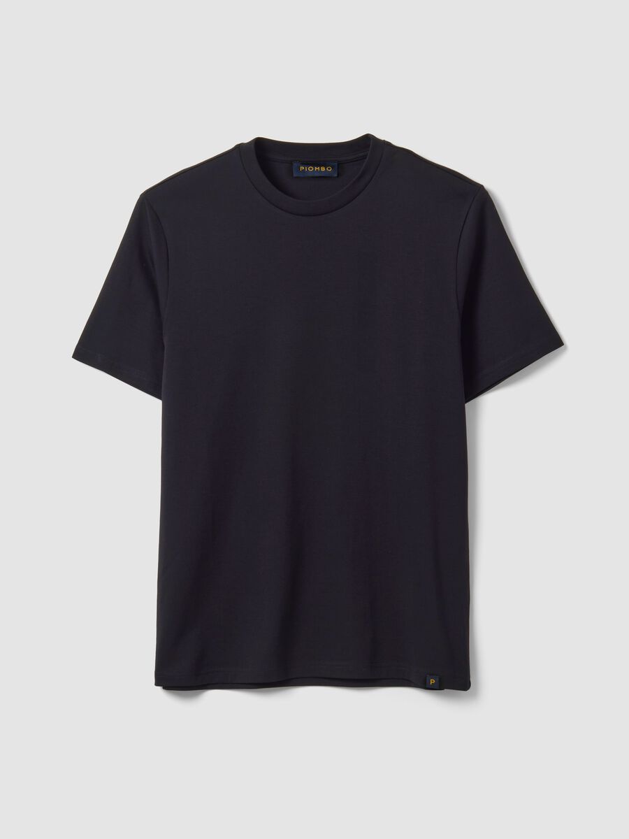 Black crew-neck pure cotton T-shirt, regular fit_4