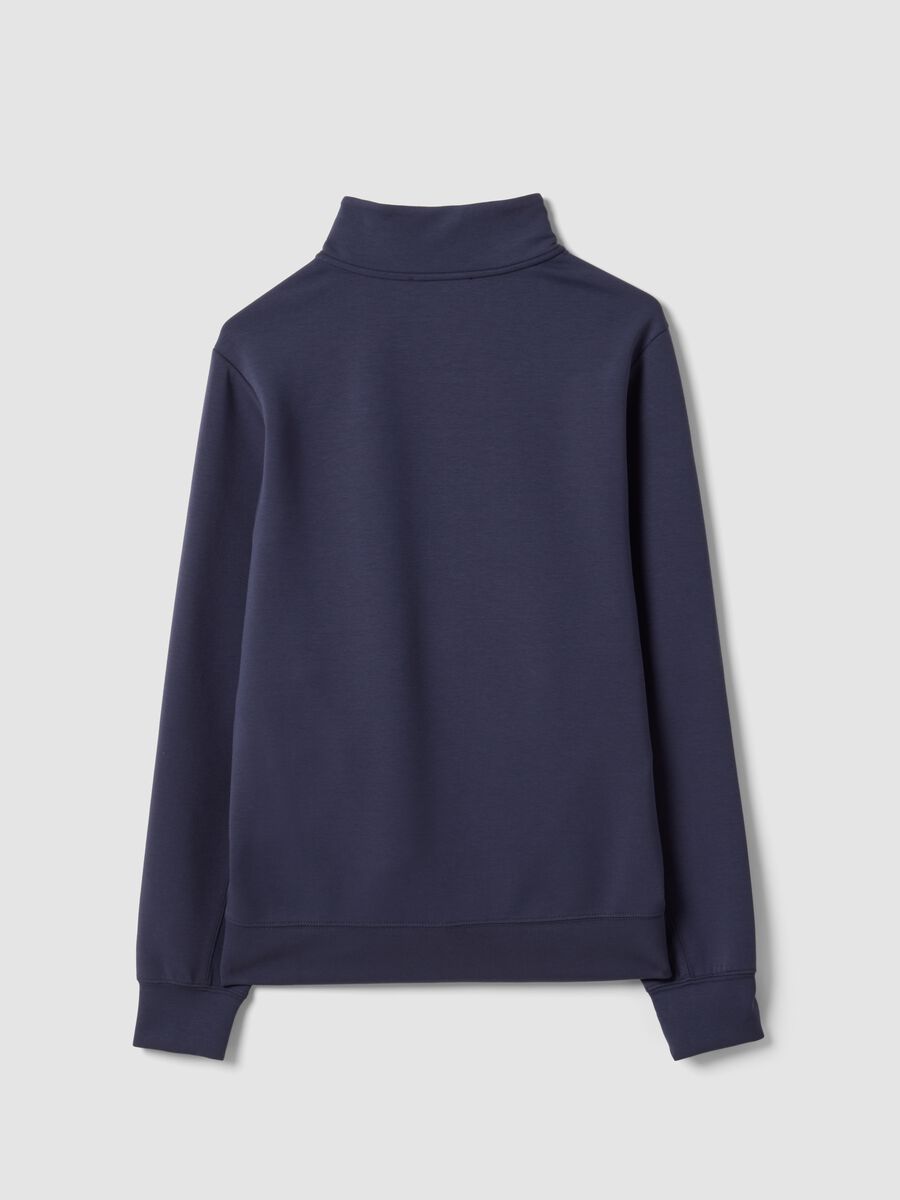 Blue full-zip jacket with stretch Easy Dry fabric collar, regular fit_2