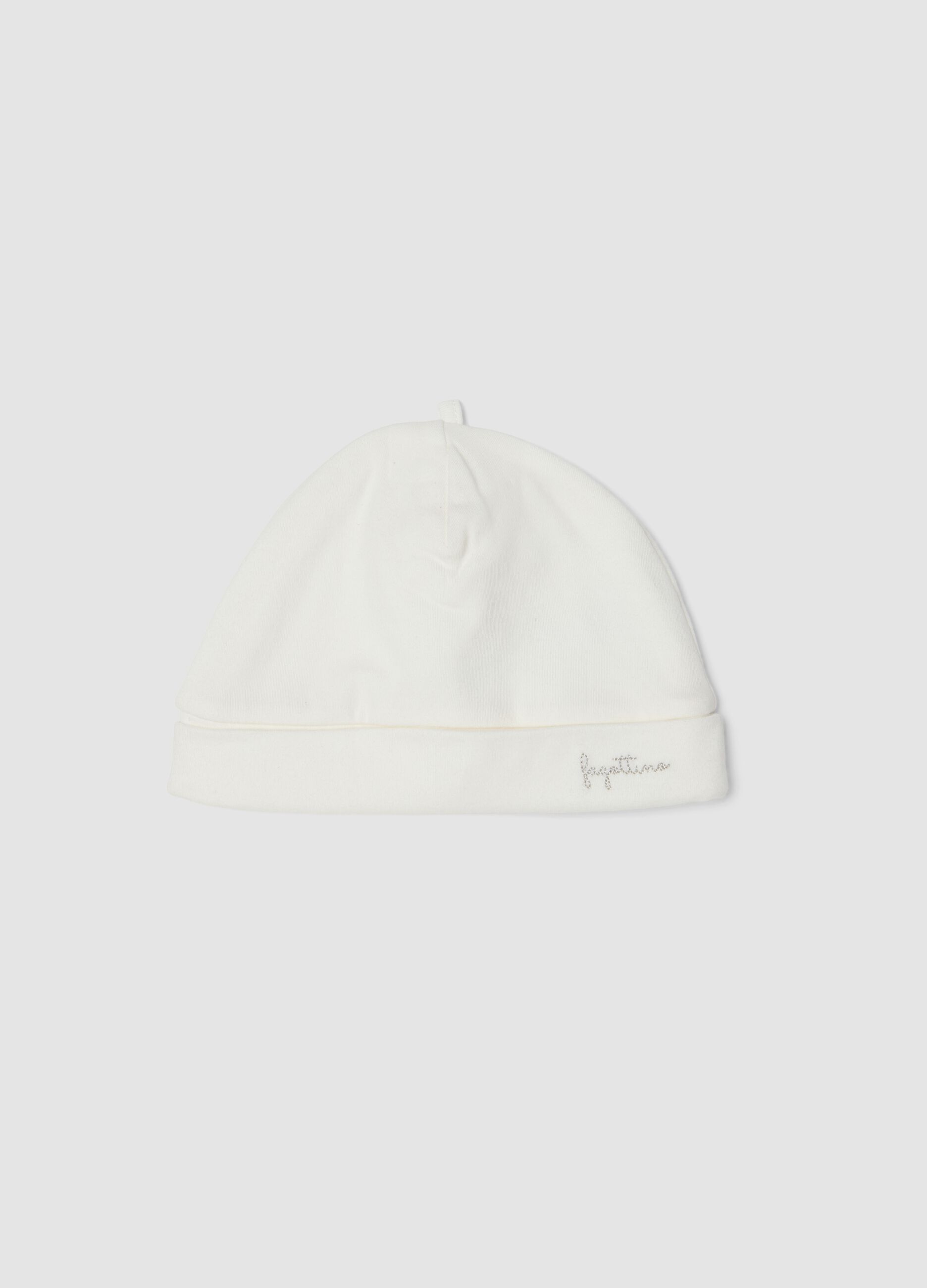 Cappello bianco in puro cotone organico per neonati