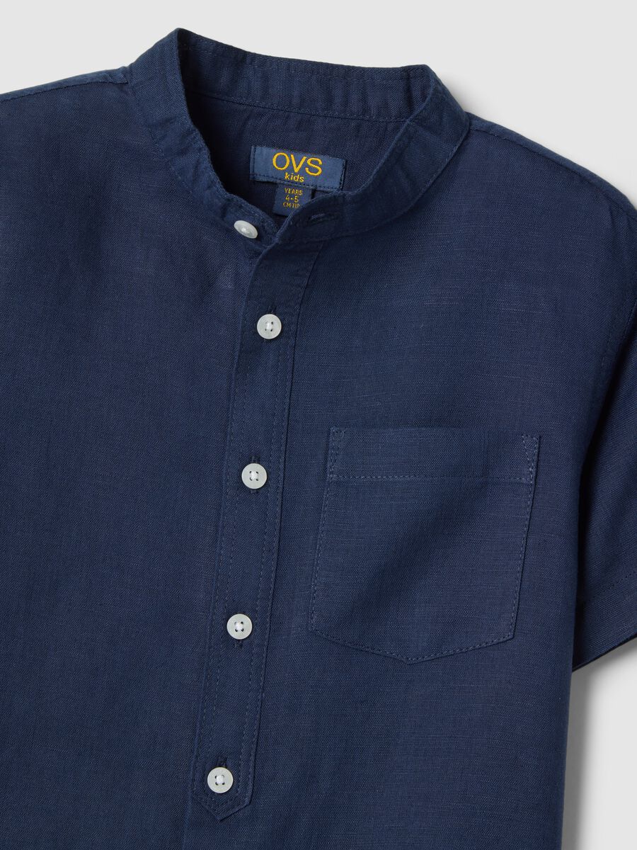 Boys' regular fit blue linen-cotton blend shirt_2