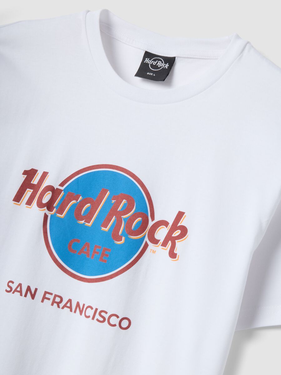 Wei&szlig;es Regular-Fit-T-Shirt aus reiner Baumwolle mit Hard Rock Cafe Print_1