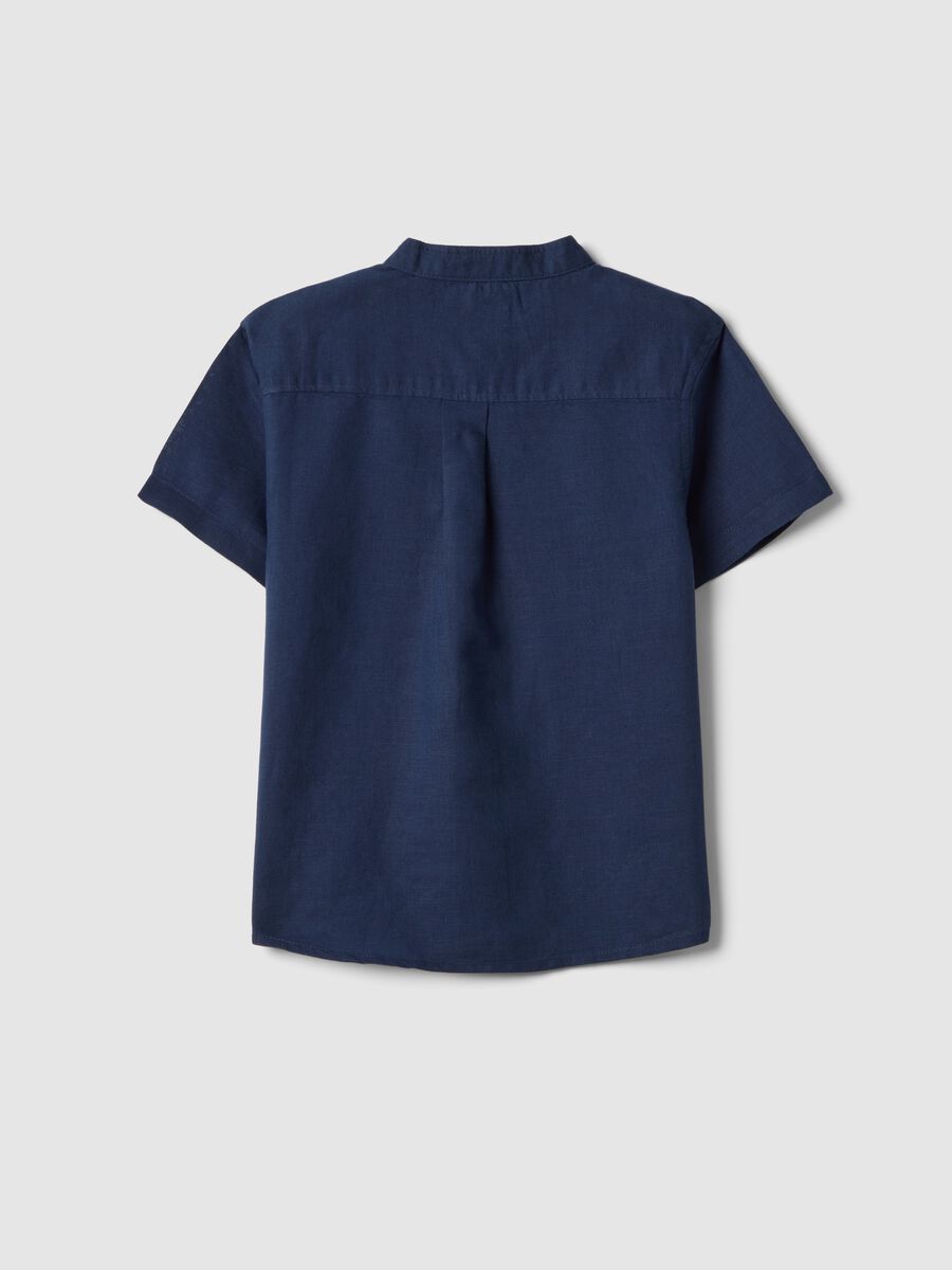 Boys' regular fit blue linen-cotton blend shirt_1