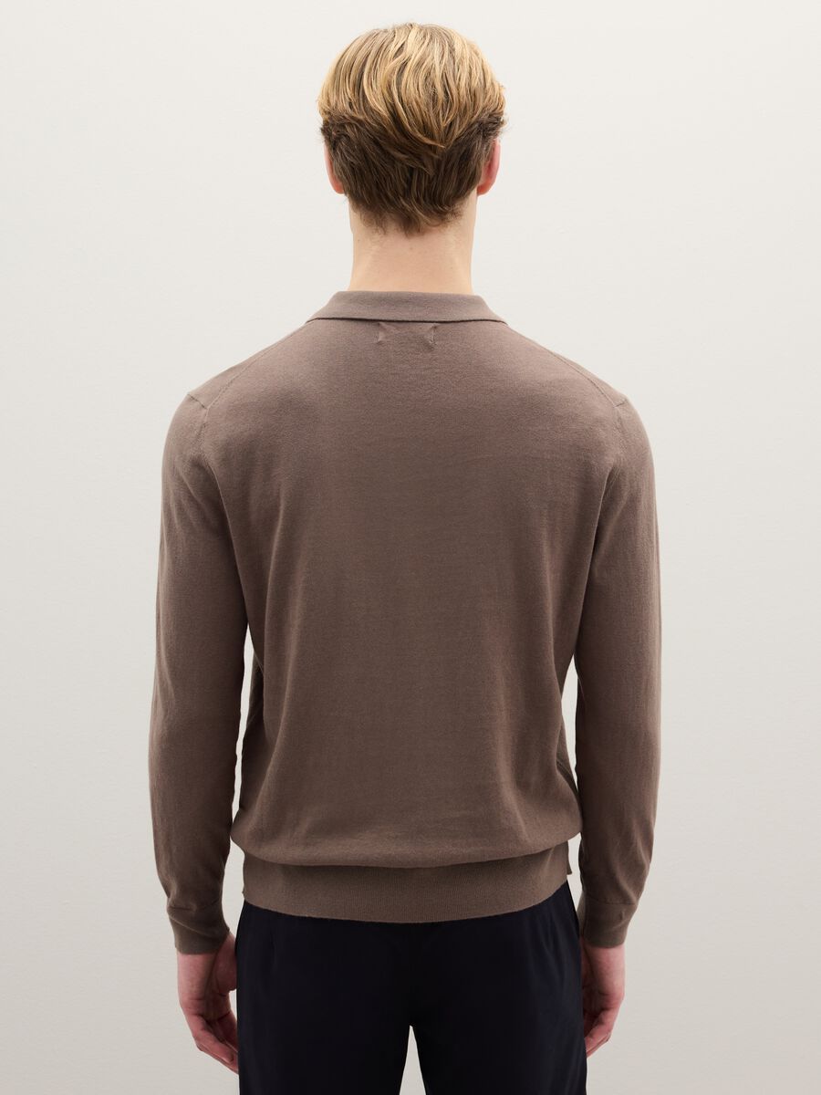 Regular-fit brown cotton blend polo shirt_3
