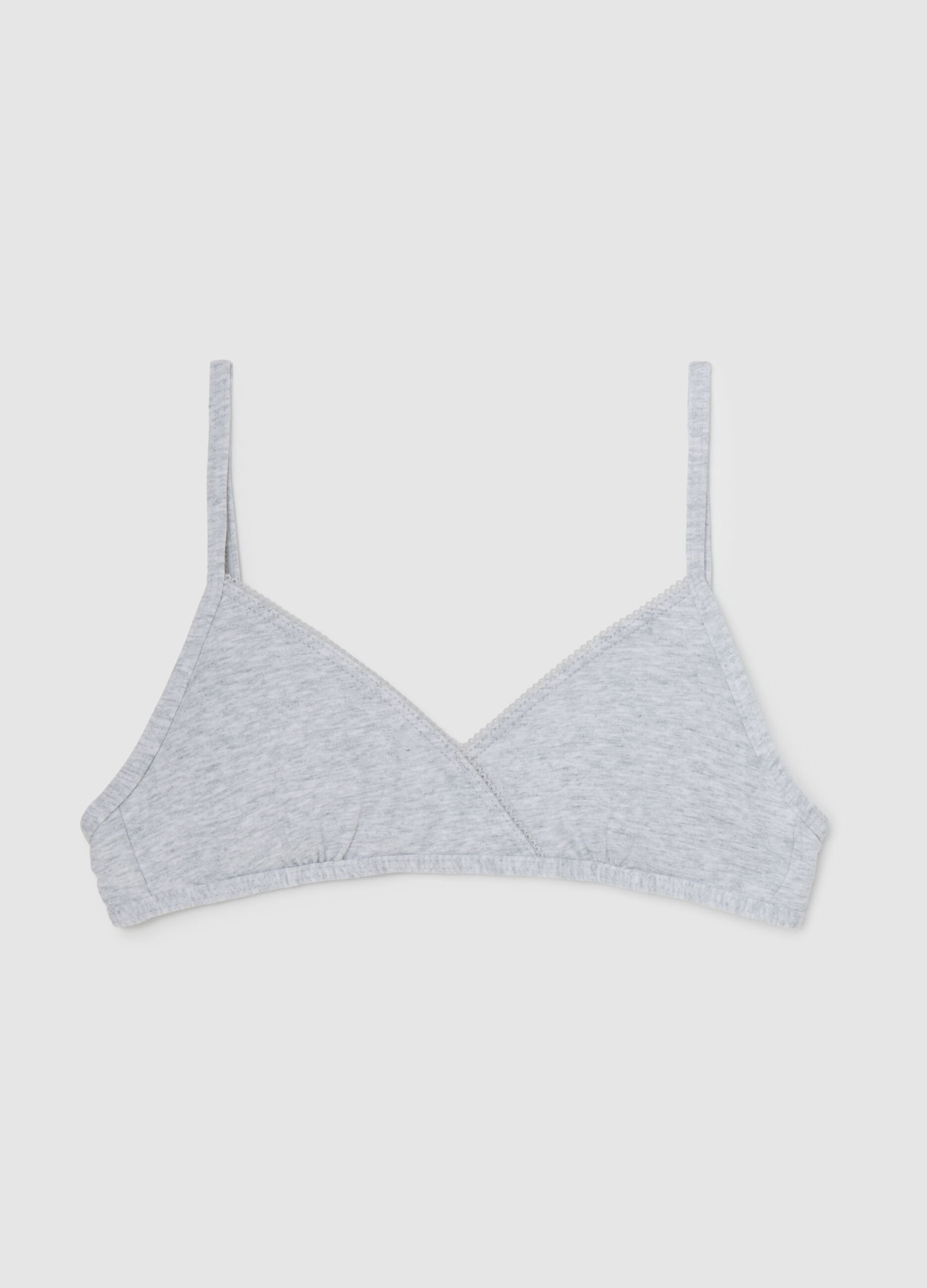 Girl's Grey Stretch Cotton Triangle Bra