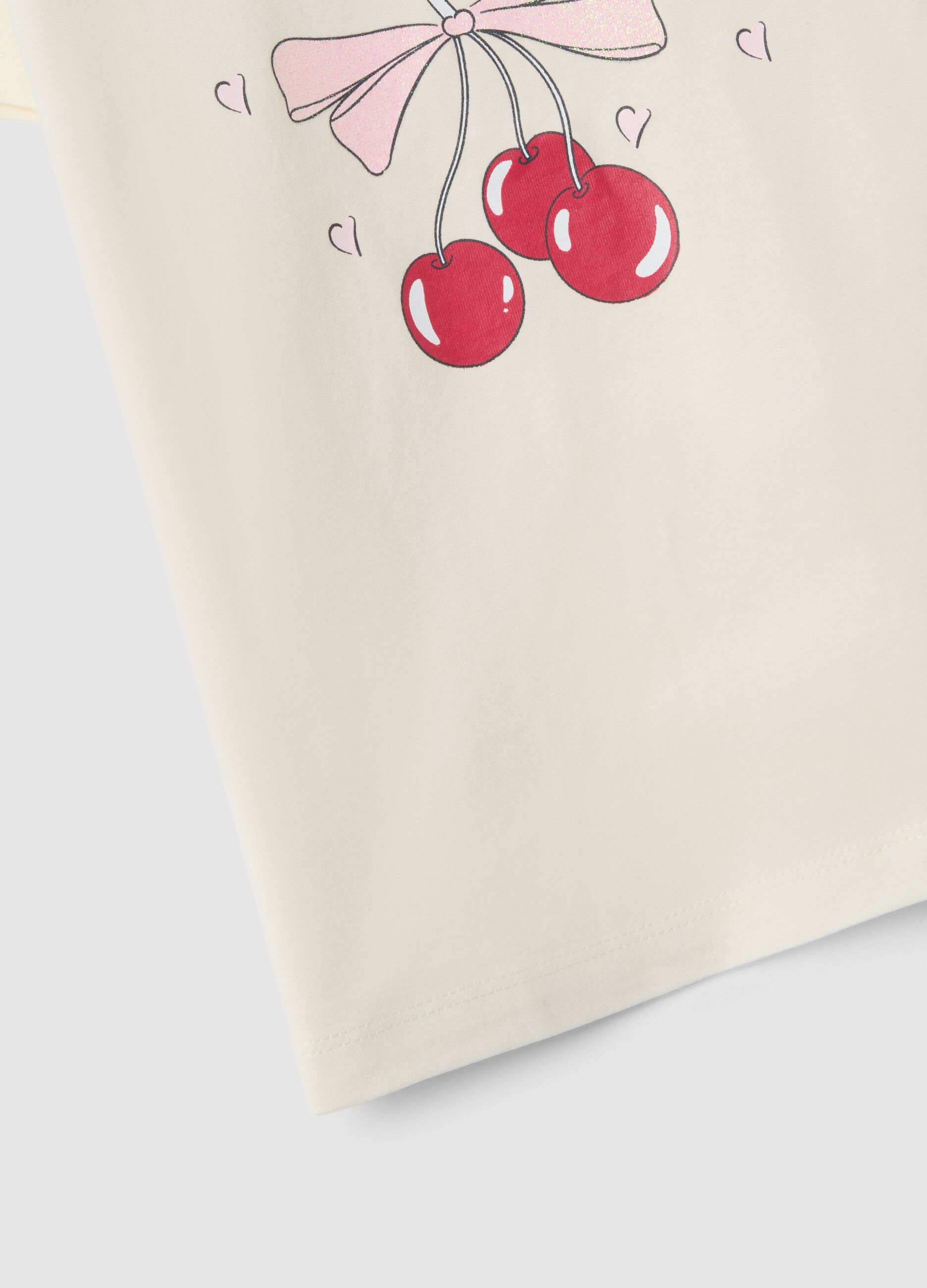 T-shirt bege de algod&atilde;o puro regular fit com estampado para meninas