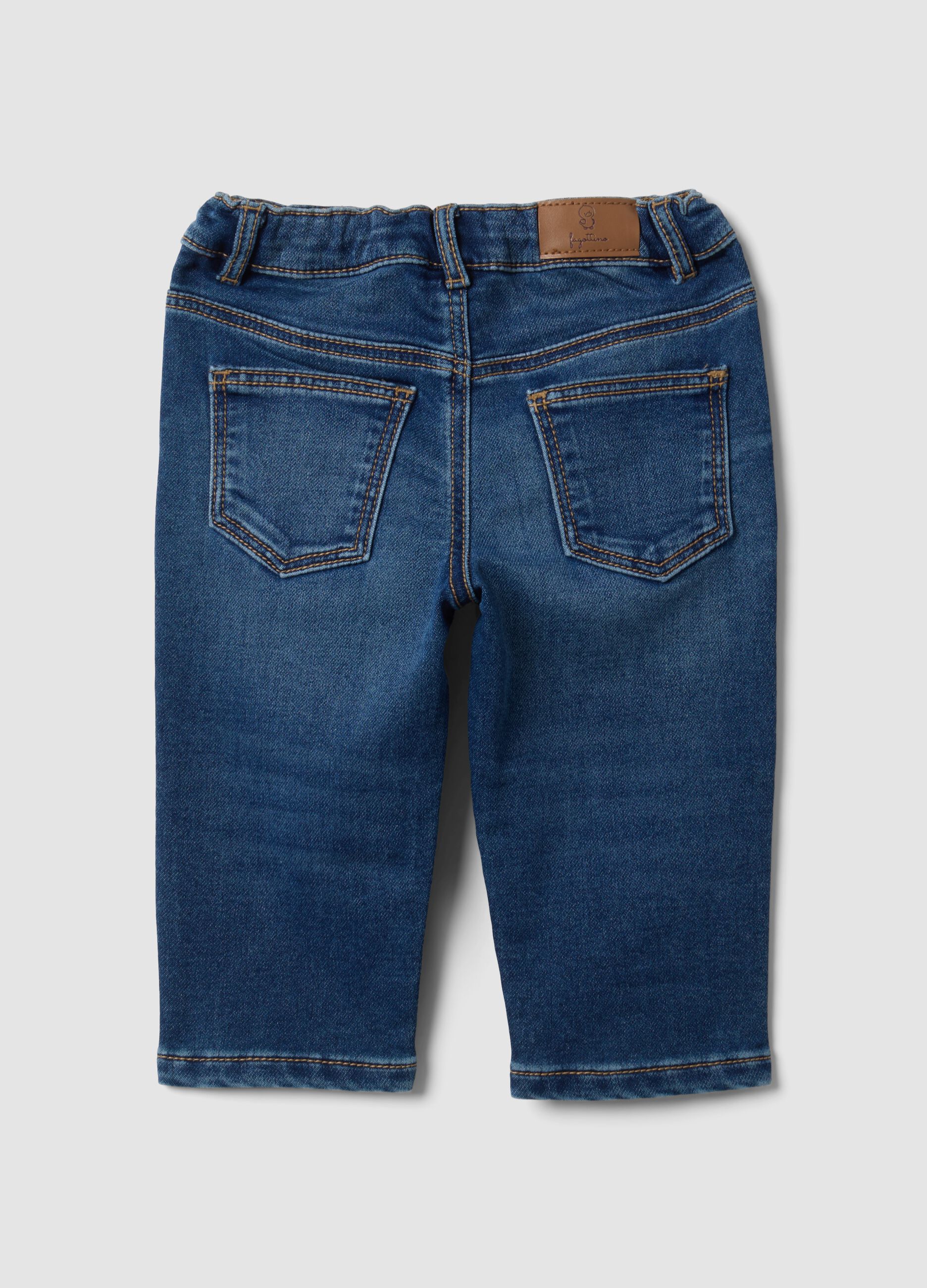 Jeans denim blu scuro in cotone elasticizzato regular fit per bimbo