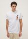 White regular fit pure cotton T-shirt with print_0
