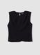 Black sleeveless pleated-texture blouse, regular fit_4