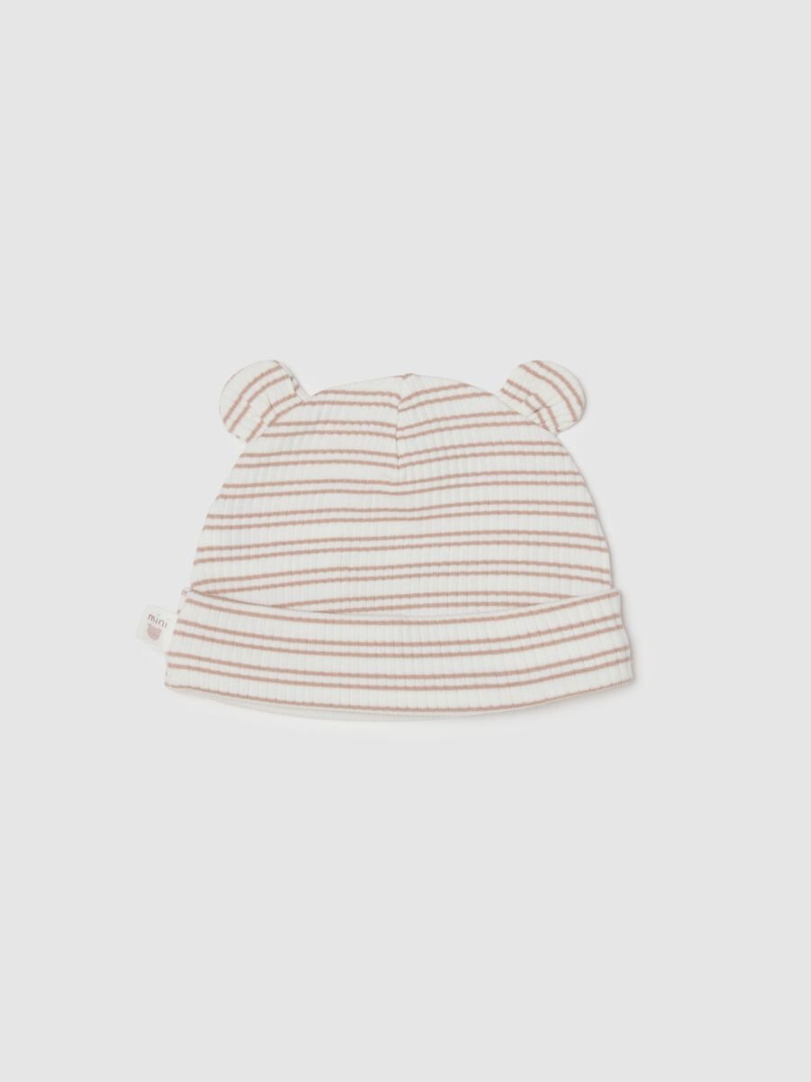 Multicolour Striped Baby Hat in Stretch Cotton_0
