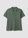 Green short-sleeved polo shirt in pure organic cotton_0