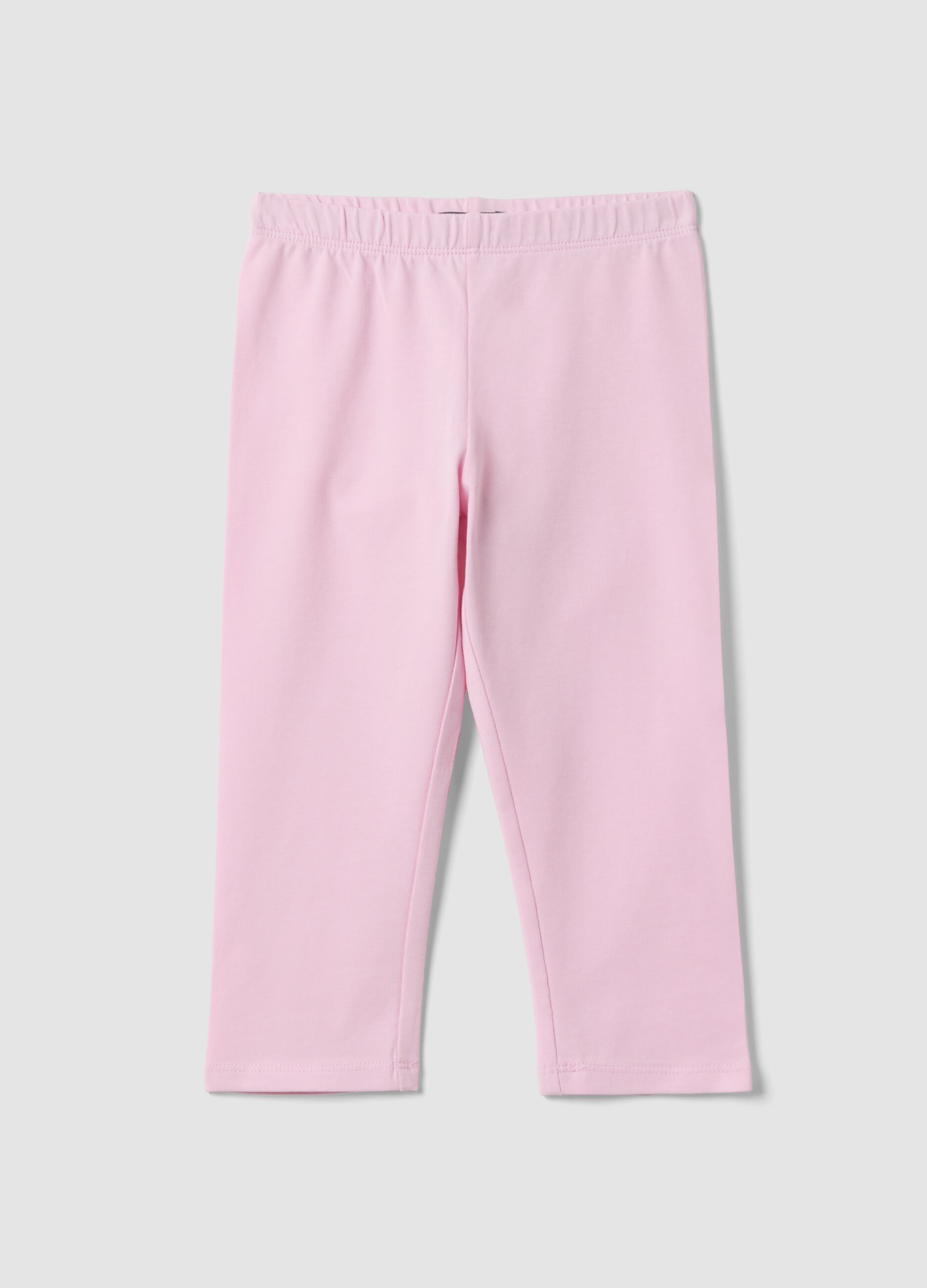 Pink slim fit stretch cotton leggings for girls