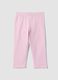 Pink slim fit stretch cotton leggings for girls_0