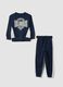 Blue pure cotton tracksuit with sweatshirt and varsity print for boys_0