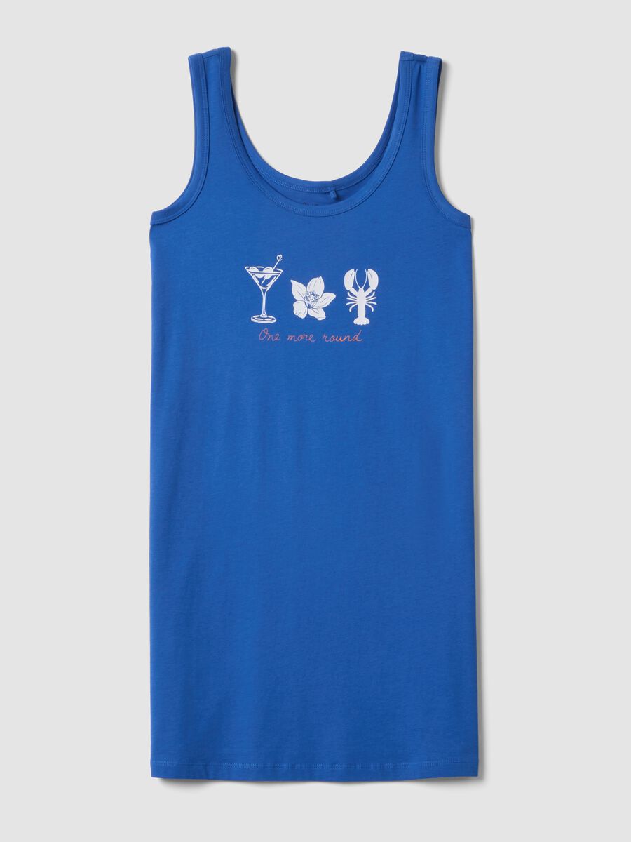 Sleeveless pure cotton blue nightdress with prints_4