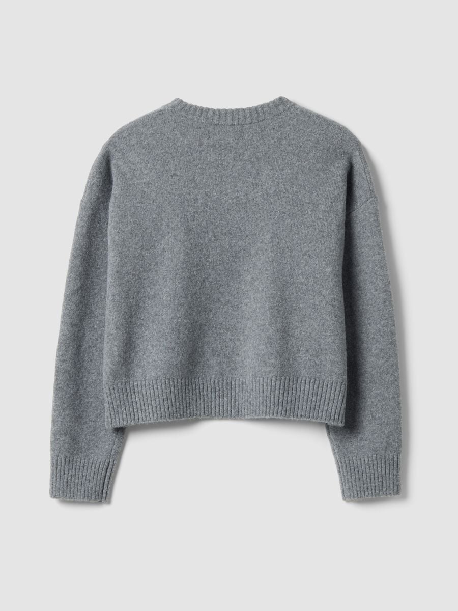 Grey stretch top with star jacquard pattern, oversized fit_6