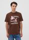 T-shirt marrone in puro cotone jersey con scritta regular fit_2
