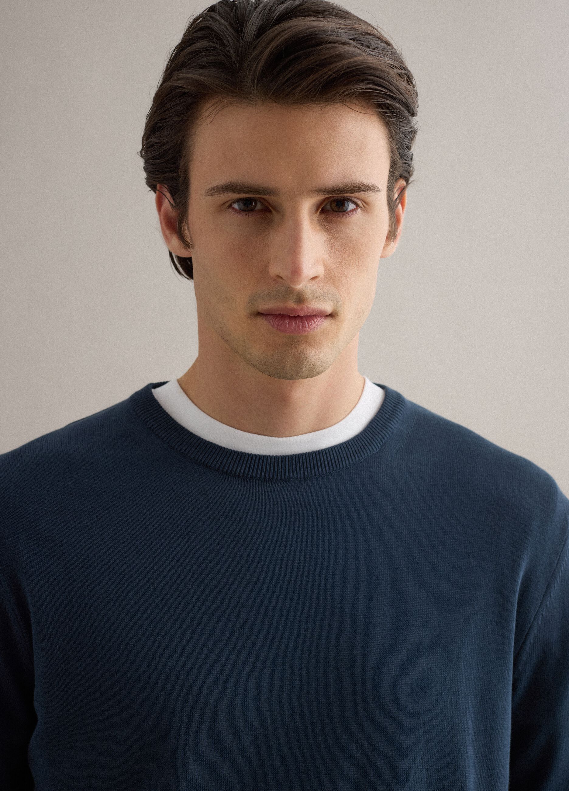 Blauer Baumwollpullover, Regular Fit