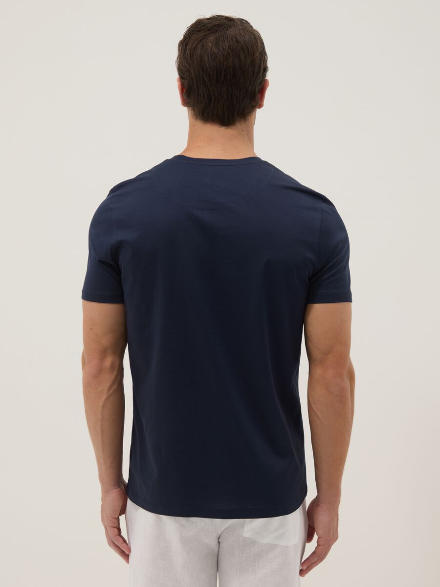 Blue pure cotton regular-fit T-shirt_2