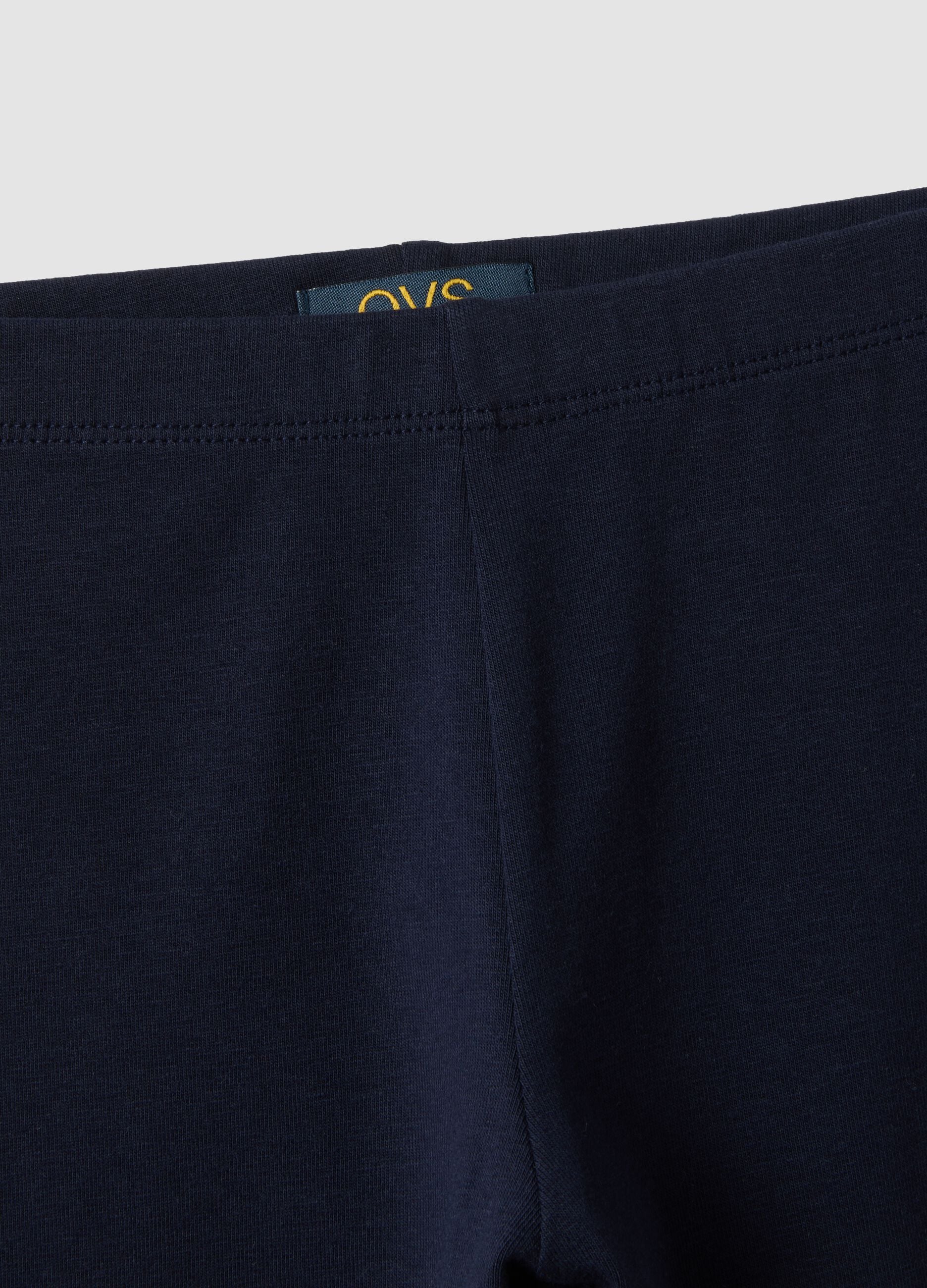Leggings skinny azuis em algod&atilde;o org&acirc;nico el&aacute;stico para menina