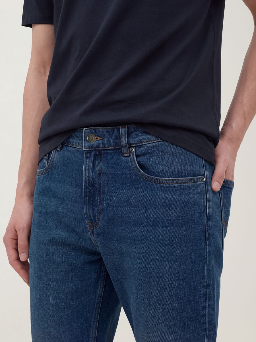 Blue denim slim-fit jeans in cotton and viscose blend_3
